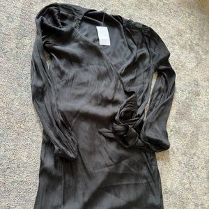 Long-Sleeve Polyester Wrap Dress